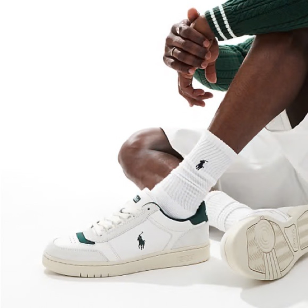 Polo Ralph Lauren White and Green Sneakers NEW